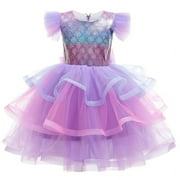 Mermaid Ariel Princess Girl Dress Cosplay Costumes Children Halloween Clothing